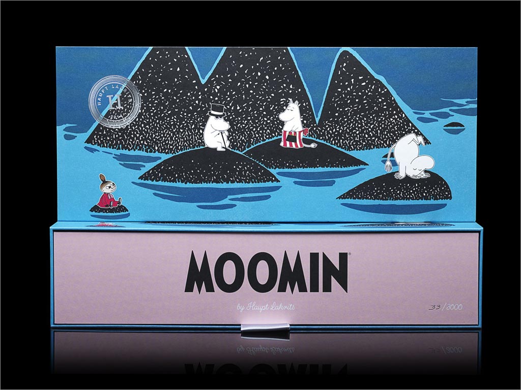 瑞典Moomin糖果禮盒包裝設計之正面與側面展示