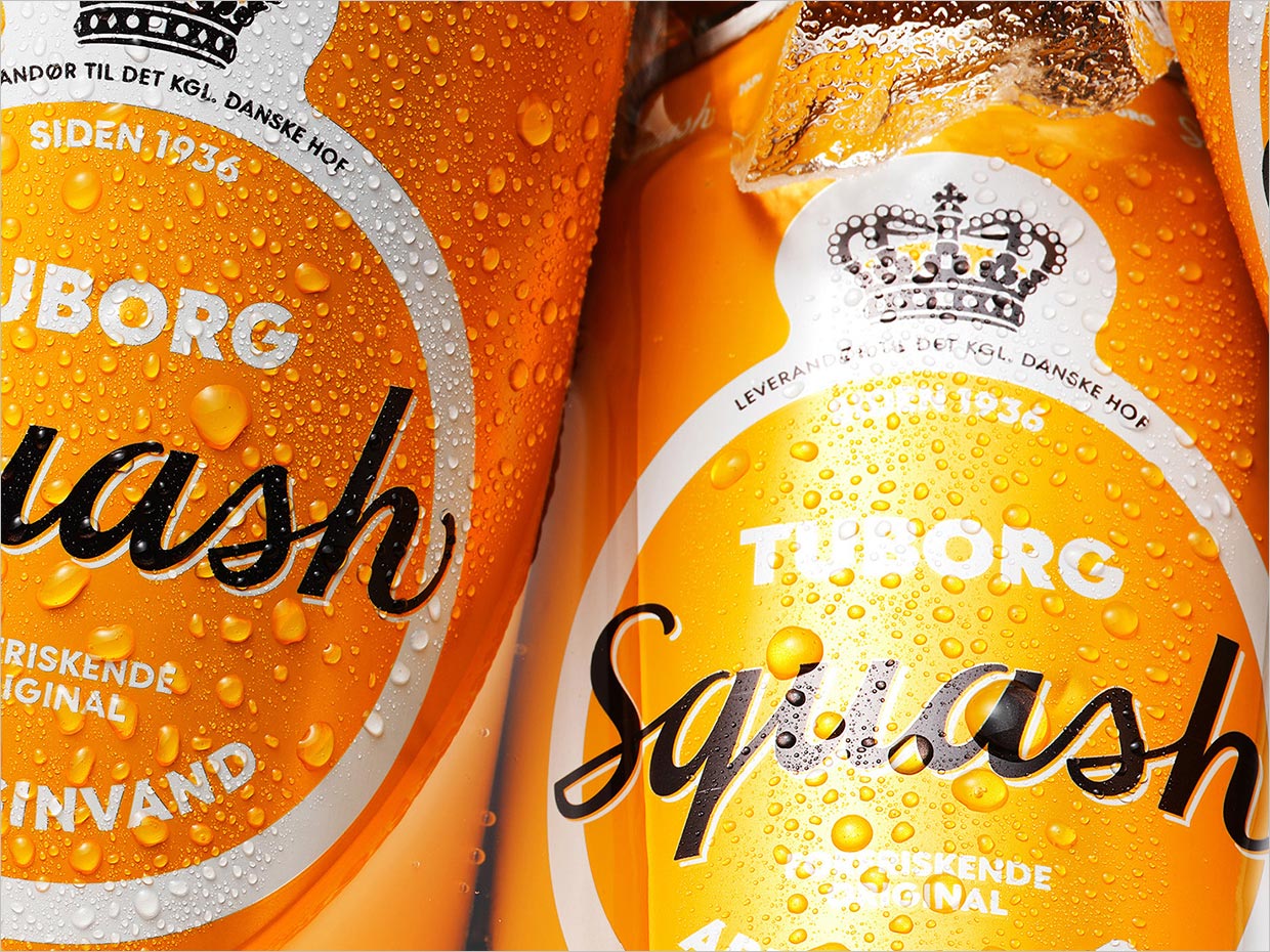 丹麥Tuborg Squash橙汁果汁飲料包裝設計之局部細節展示